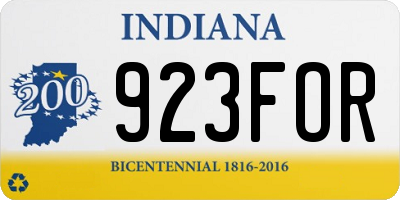 IN license plate 923FOR