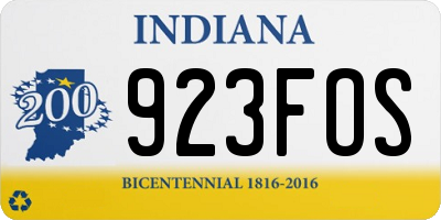 IN license plate 923FOS