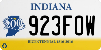 IN license plate 923FOW