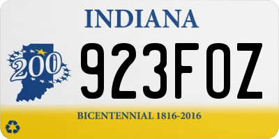 IN license plate 923FOZ