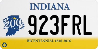 IN license plate 923FRL