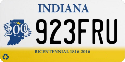 IN license plate 923FRU