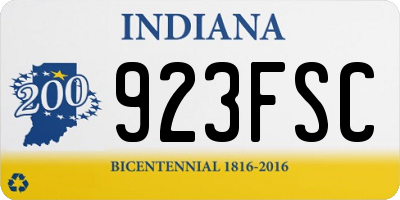 IN license plate 923FSC