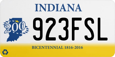 IN license plate 923FSL