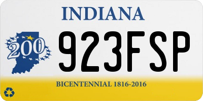 IN license plate 923FSP