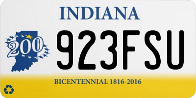 IN license plate 923FSU