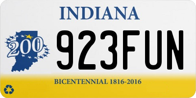 IN license plate 923FUN