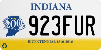 IN license plate 923FUR