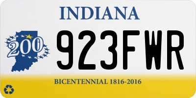 IN license plate 923FWR