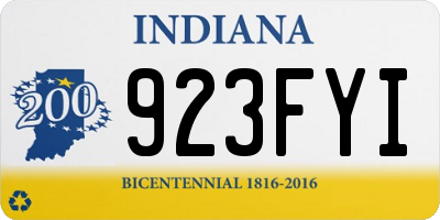 IN license plate 923FYI
