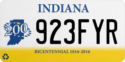 IN license plate 923FYR