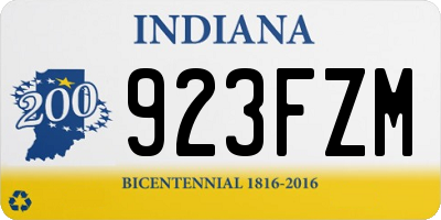 IN license plate 923FZM