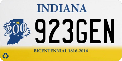 IN license plate 923GEN