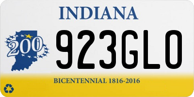 IN license plate 923GLO