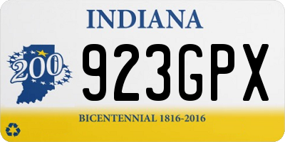 IN license plate 923GPX