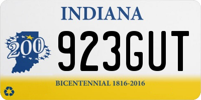 IN license plate 923GUT