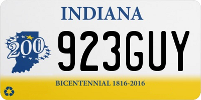 IN license plate 923GUY