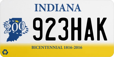 IN license plate 923HAK