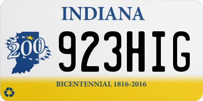 IN license plate 923HIG