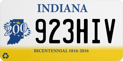 IN license plate 923HIV