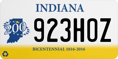 IN license plate 923HOZ