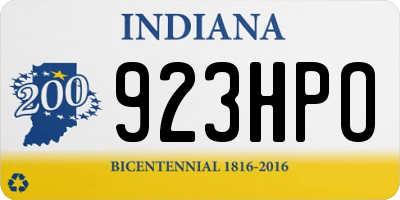 IN license plate 923HPO