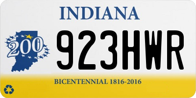 IN license plate 923HWR