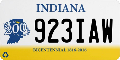 IN license plate 923IAW