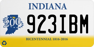 IN license plate 923IBM
