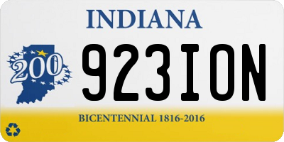 IN license plate 923ION
