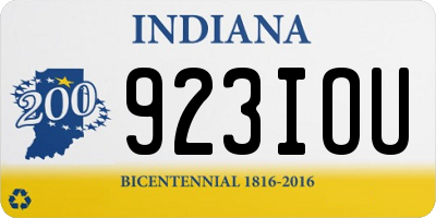 IN license plate 923IOU