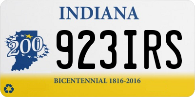 IN license plate 923IRS