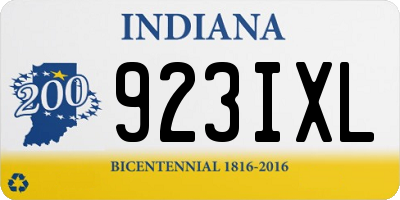 IN license plate 923IXL