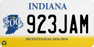 IN license plate 923JAM
