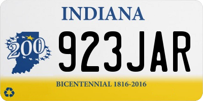 IN license plate 923JAR