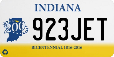 IN license plate 923JET