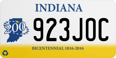 IN license plate 923JOC