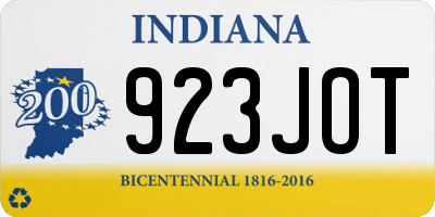 IN license plate 923JOT