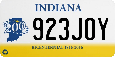 IN license plate 923JOY