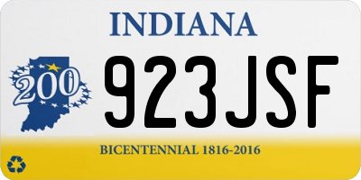 IN license plate 923JSF