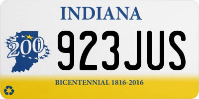 IN license plate 923JUS