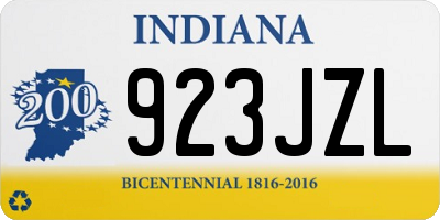 IN license plate 923JZL
