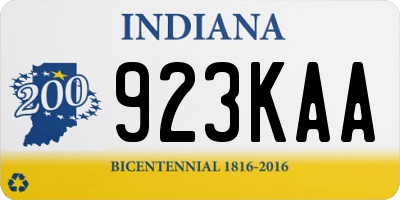 IN license plate 923KAA