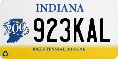IN license plate 923KAL