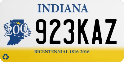 IN license plate 923KAZ