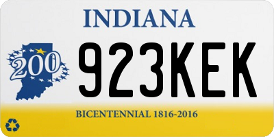 IN license plate 923KEK