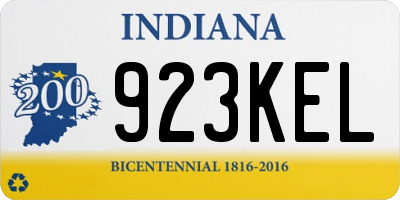 IN license plate 923KEL