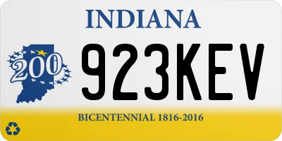 IN license plate 923KEV