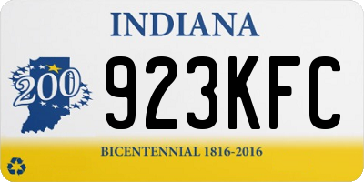 IN license plate 923KFC