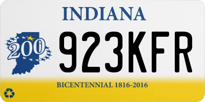 IN license plate 923KFR